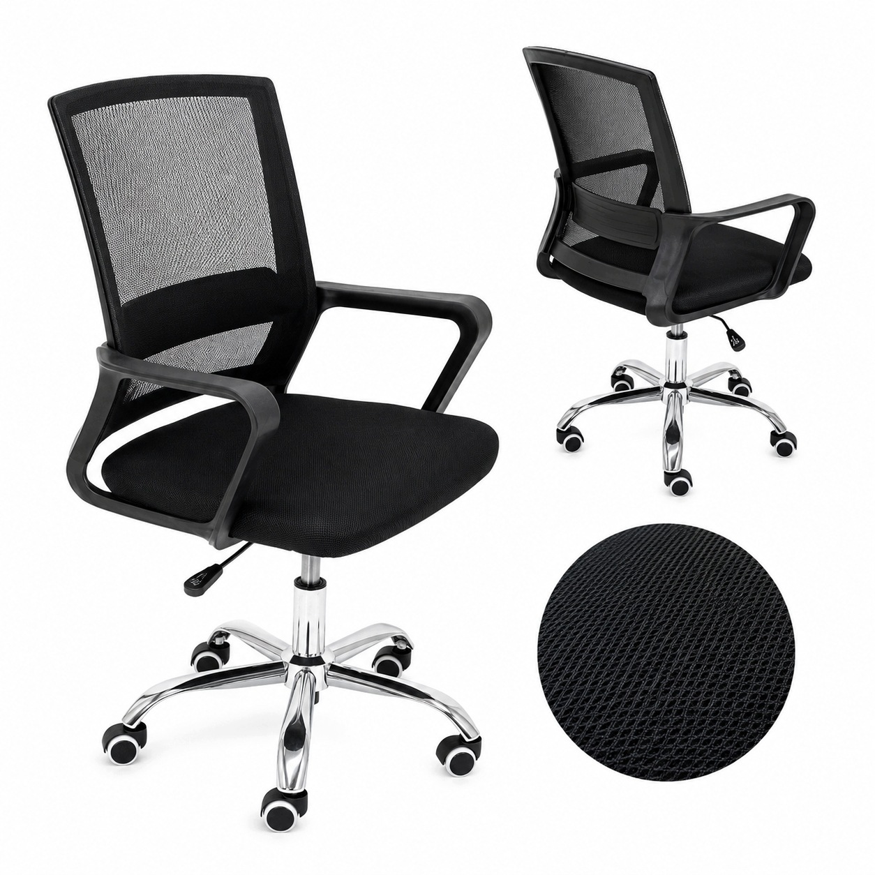 Kancelářská otočná židle Ergonomická síťka Mesh Ventilovaná Černá do kanceláře