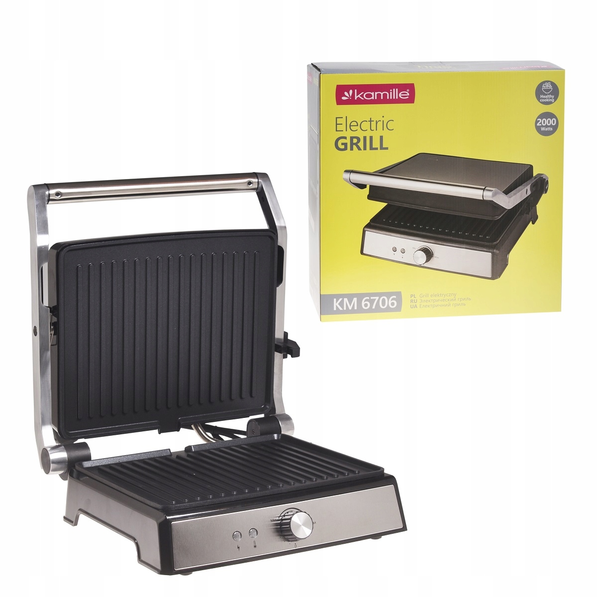 GRILL ELEKTRYCZNY OPIEKACZ TOSTER NON-STICK ROZKŁADANY 2000W