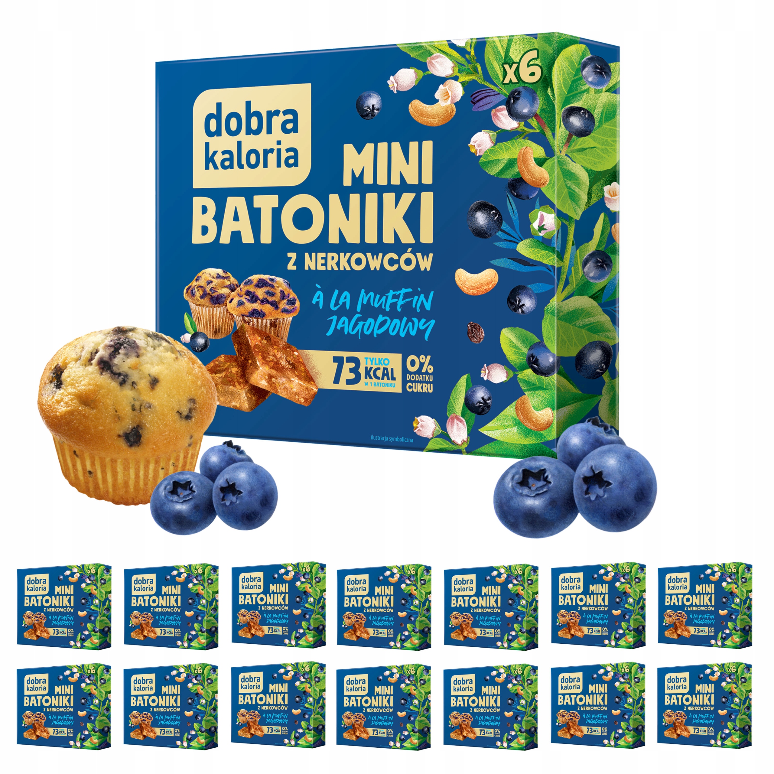 Mini Batoniki z Nerkowców Muffiny Jagodowe Dobra Kaloria Bez cukru 73kcal