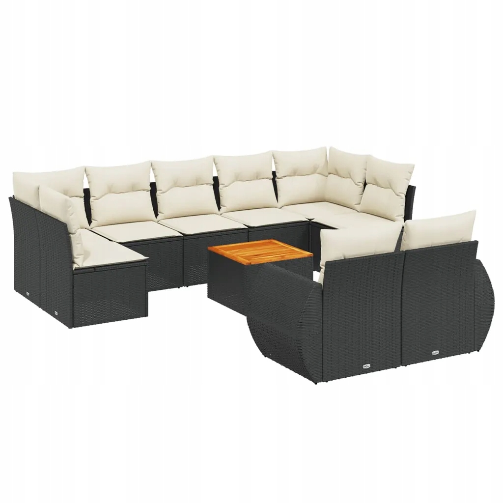 Zahradní nábytek set pro 8 osob černý Pe ratan, rozměry 62x62x69 cm
