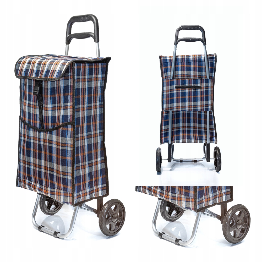 TORBA PIAZZA NA KÓŁKACH WÓZEK NA ZAKUPY 50L - BRĄZOWA KRATKA