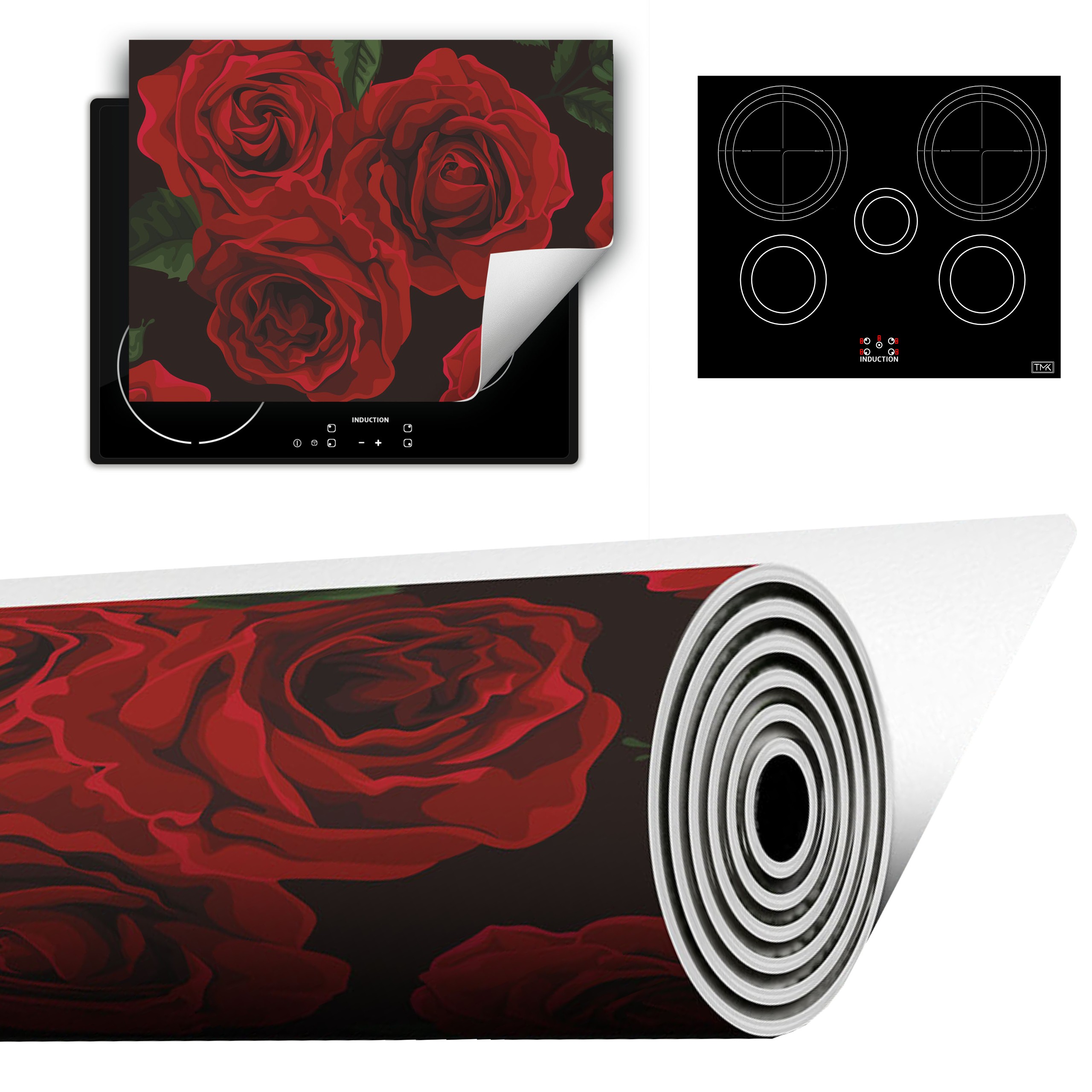 Vinylová Podložka Do Kuchyně Více Místa 70x52 červená růže