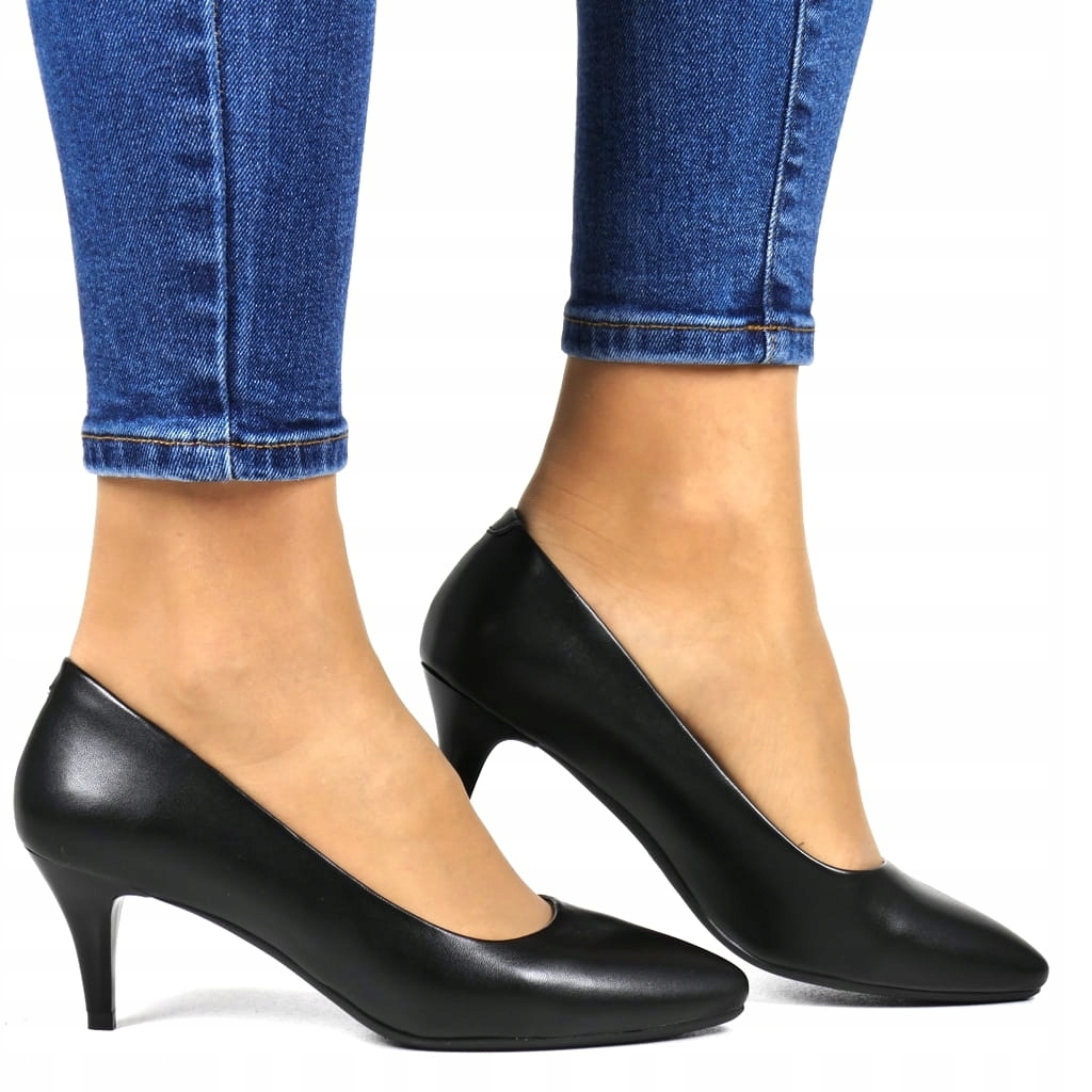 Černé Nízké Lodičky Podpatkové Sergio Leone Pěkné Módní Pohodlné Elegantní