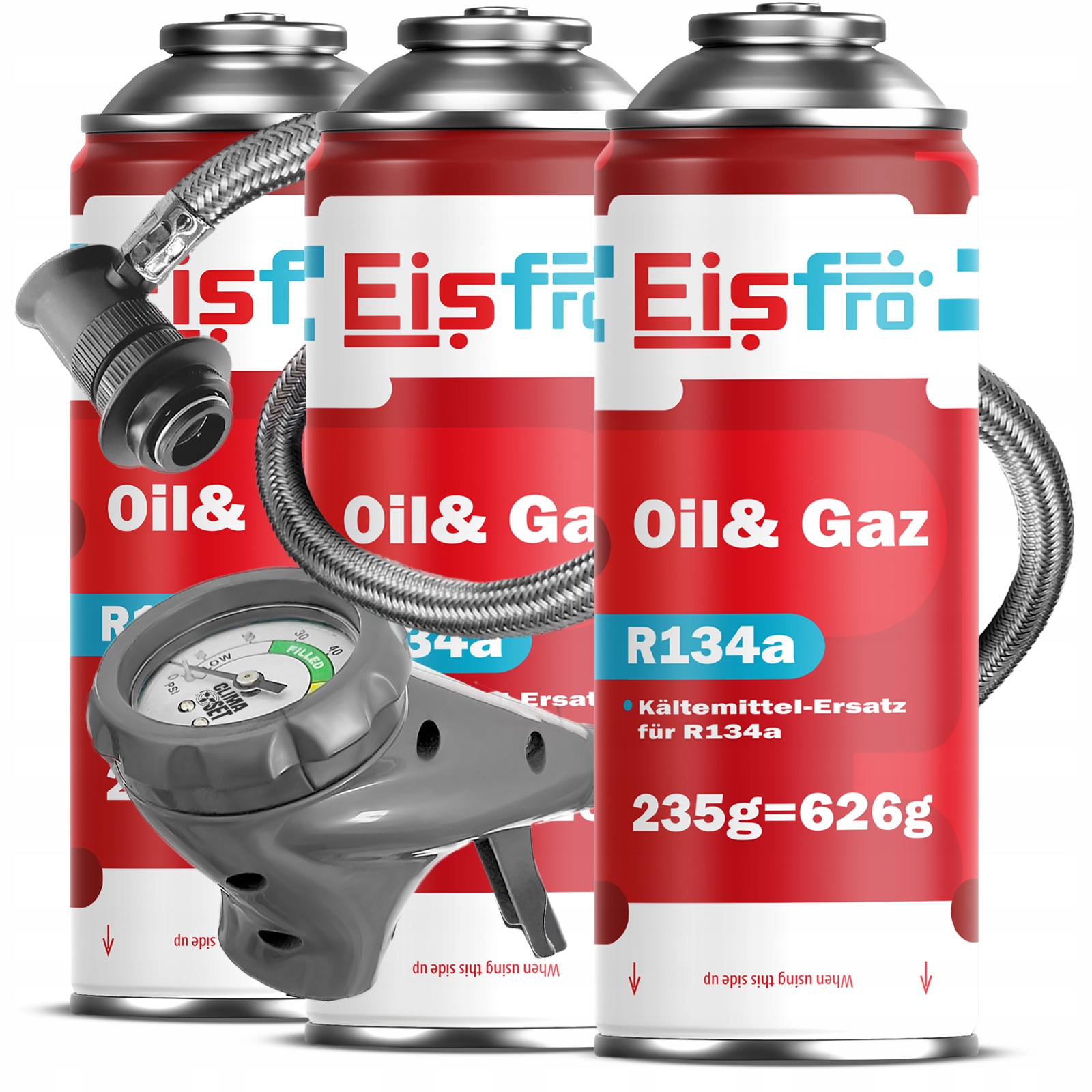 3x Gaz Pro Klimatizace R134a chladivo 2v1 705g vypouštěcí potrubí