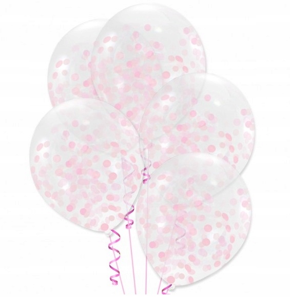 

Balony z konfetti różowe roczek narodziny Girl x10