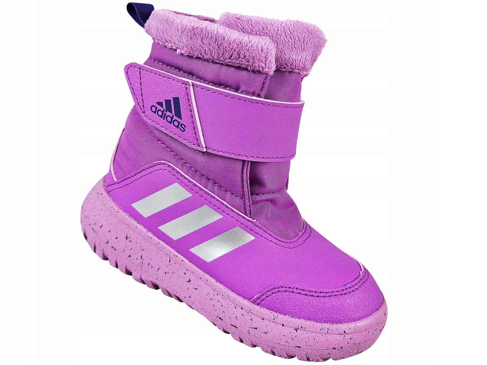 Adidas Winterplay IE8673 Śniegowce Dziecięce Buty Ocieplane Fioletowe Rzep