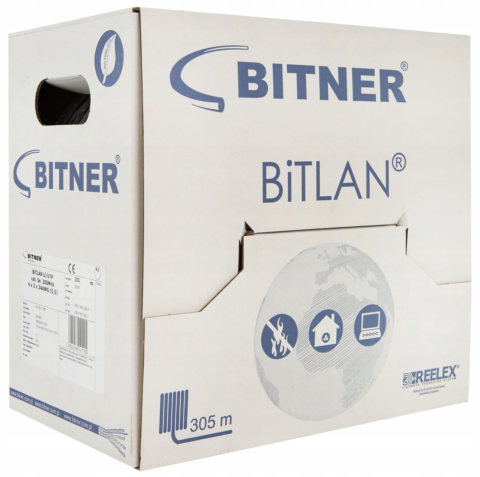 Bitner Kabel skrętka drut Utp 5e 100% miedź 305m