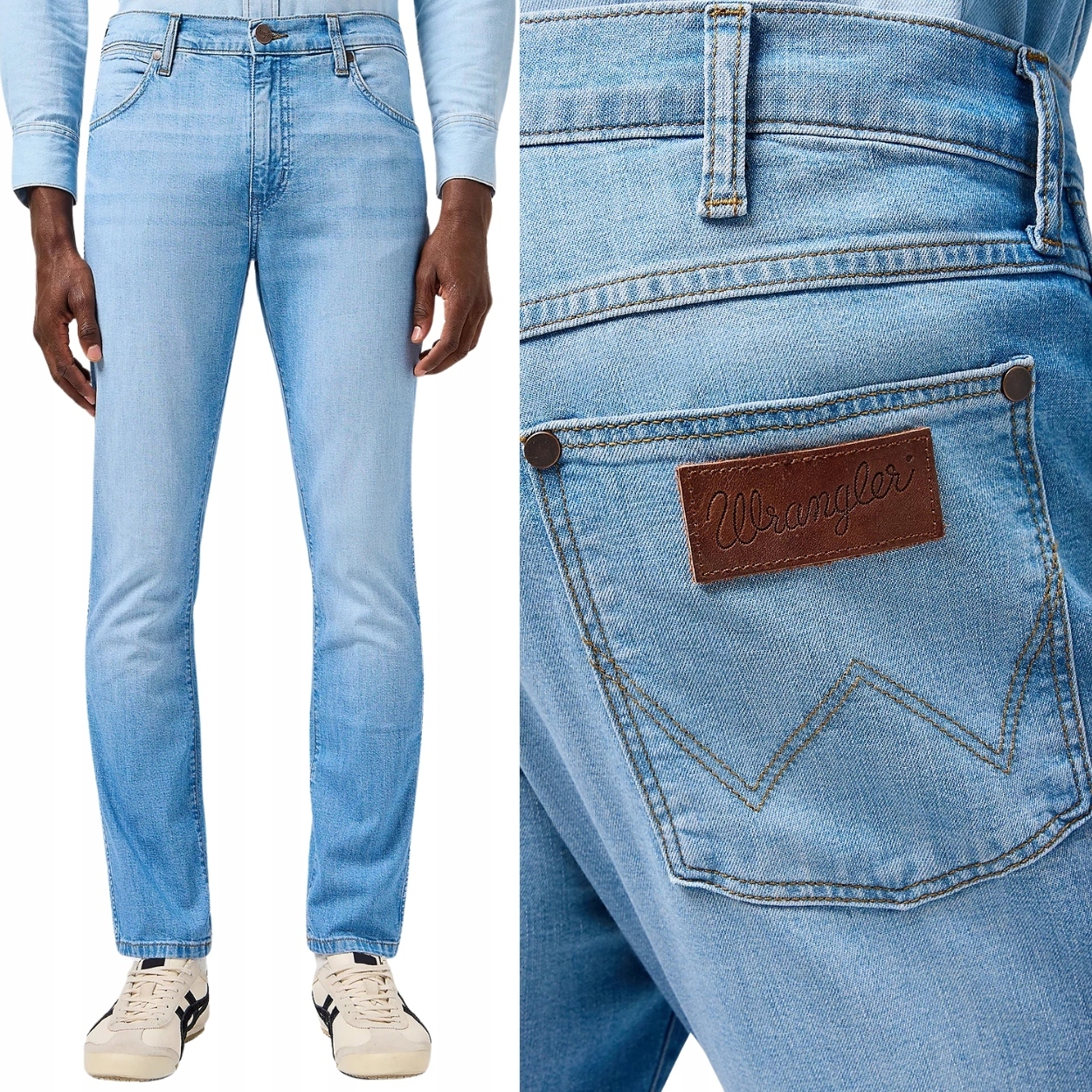 Wrangler Larston Slim Slate Lightweight tenké džínové kalhoty W33 L32