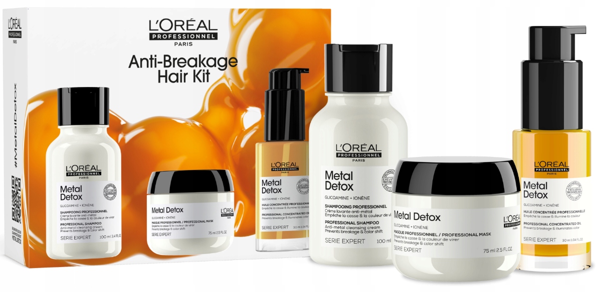 Loreal Metal Detox Zestaw szampon 100 ml maska 75 ml olejek 30 ml