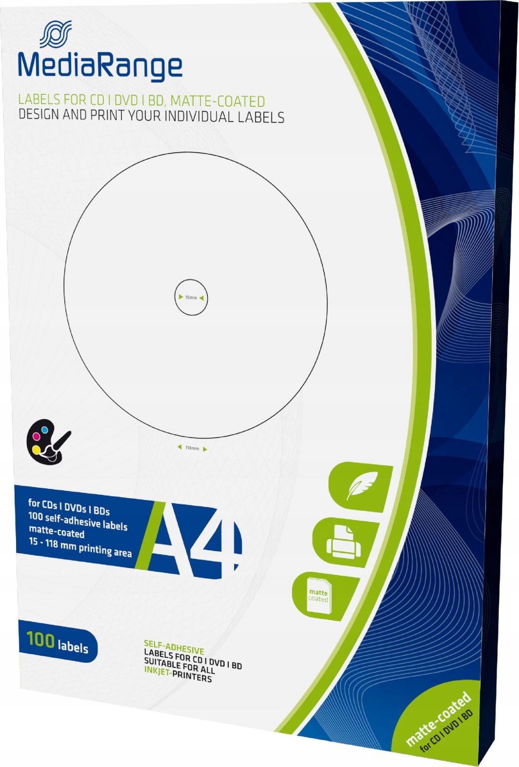

Etykiety na płyty CD DVD Matowe 100szt Mediarange