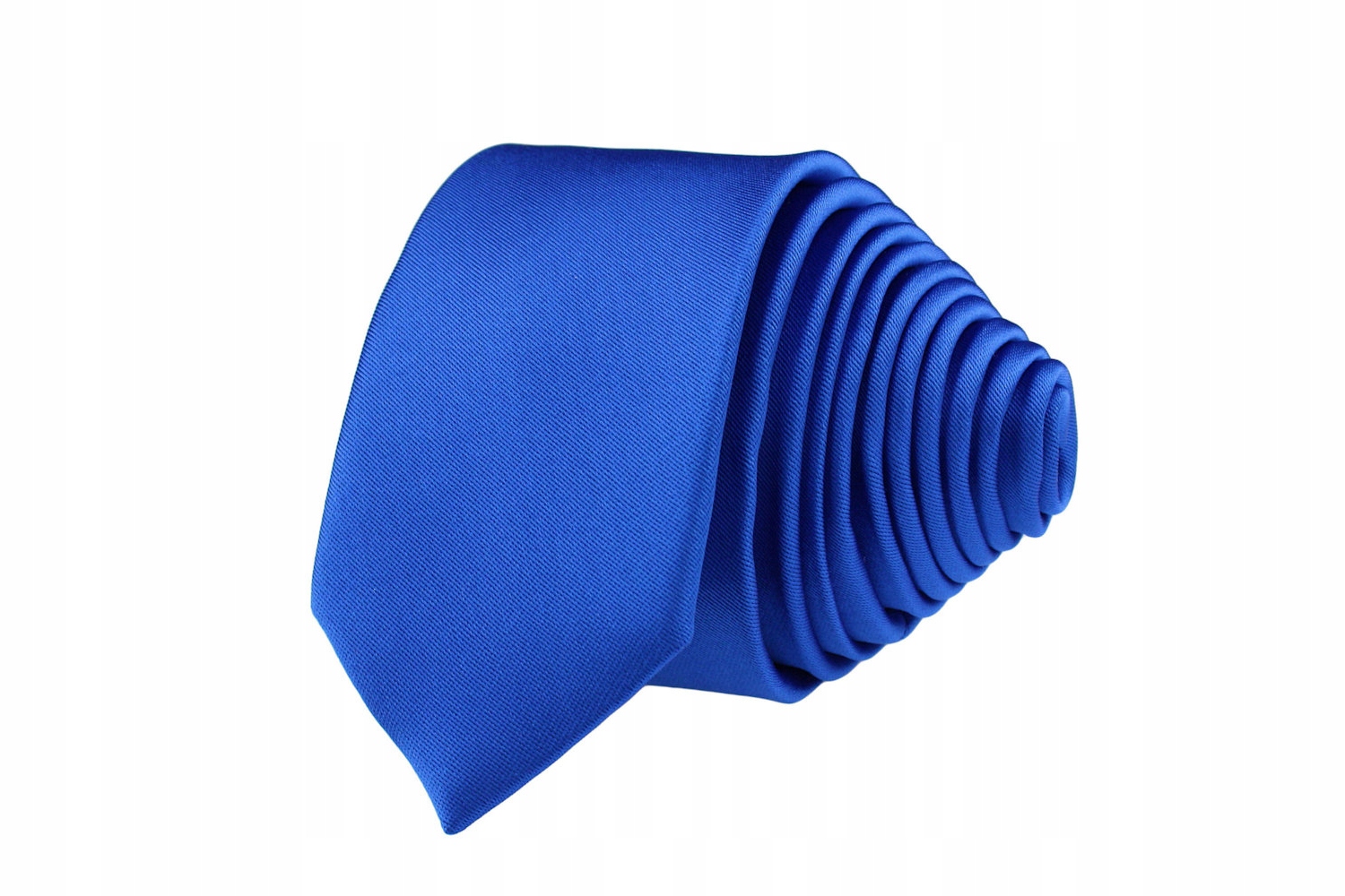 KRAWAT MĘSKI GŁADKI WĄSKI SLIM ŚLEDŹ NIEBIESKI 5cm Marka Tissino