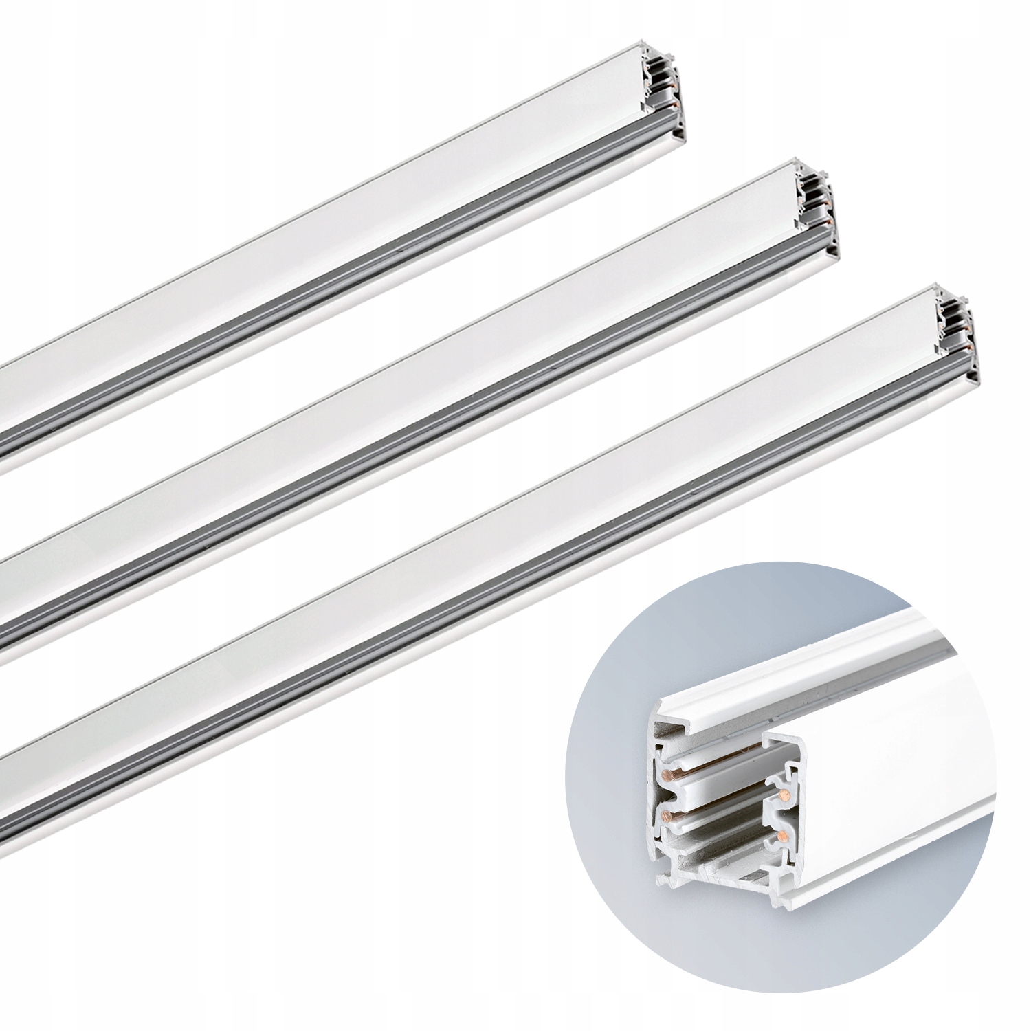 Sada 3x 3-fázová osvetľovacia lišta 1 m Biela pre Led svietidlá Nextrack