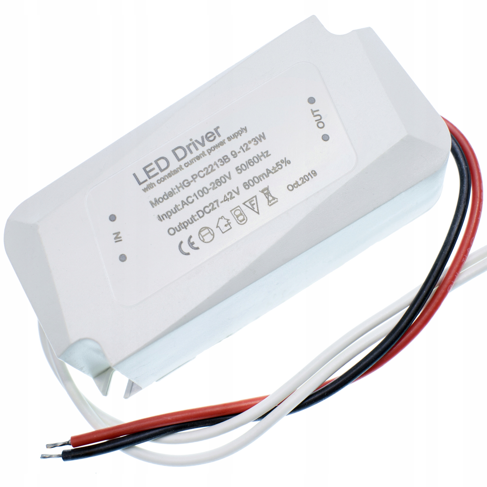 ZASILACZ LED DRIVER stałoprądowy | 9 - 12 x3W | 24 - 42V DC | 600mA