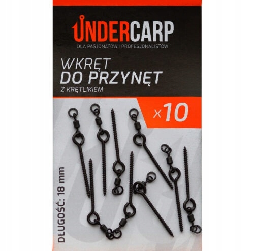 Undercarp Wkręt do przynęt z krętlikiem 18 mm op 10szt