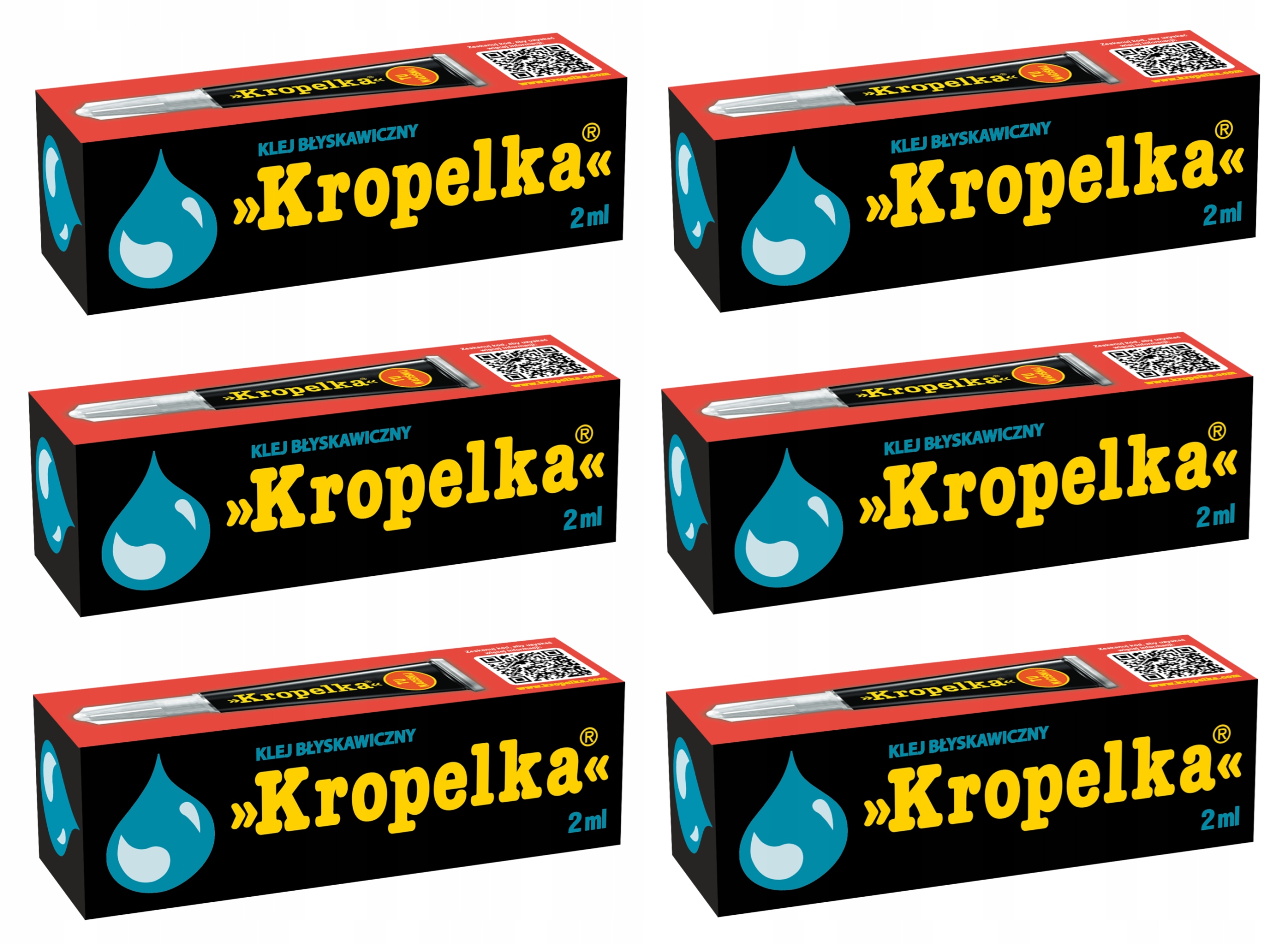 6x Klej błyskawiczny, szybkoschnący uniwersalny Kropelka standard tubka 2ML