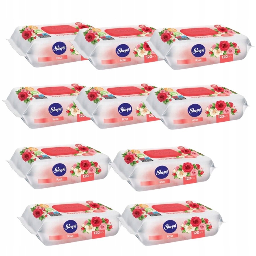 10x Sleepy chusteczki nawilżane Rose róża 120szt w opak.