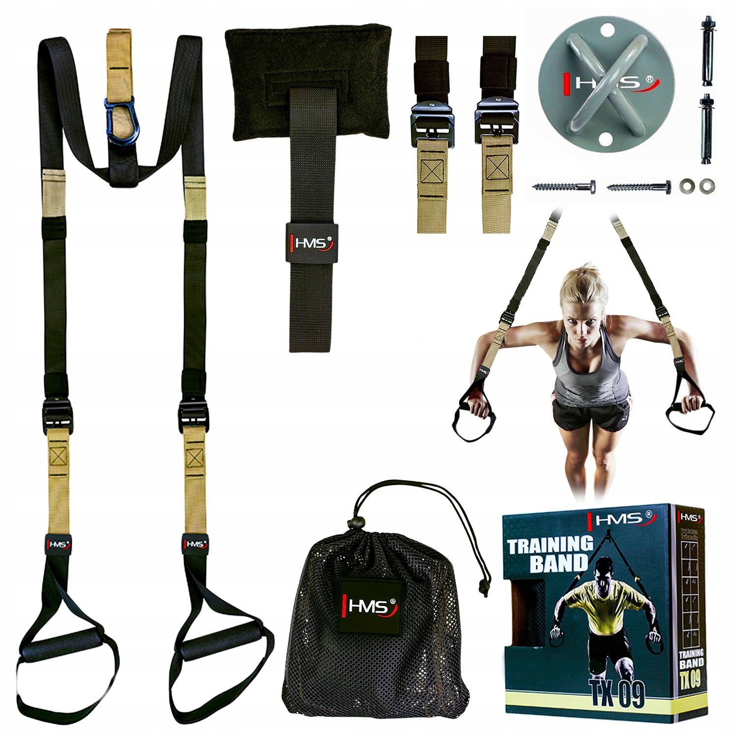 Pasy Trx Do Ćwiczeń Crossfit Uchwyt Na Sufit Na Kotwy Pro Zestaw Hms