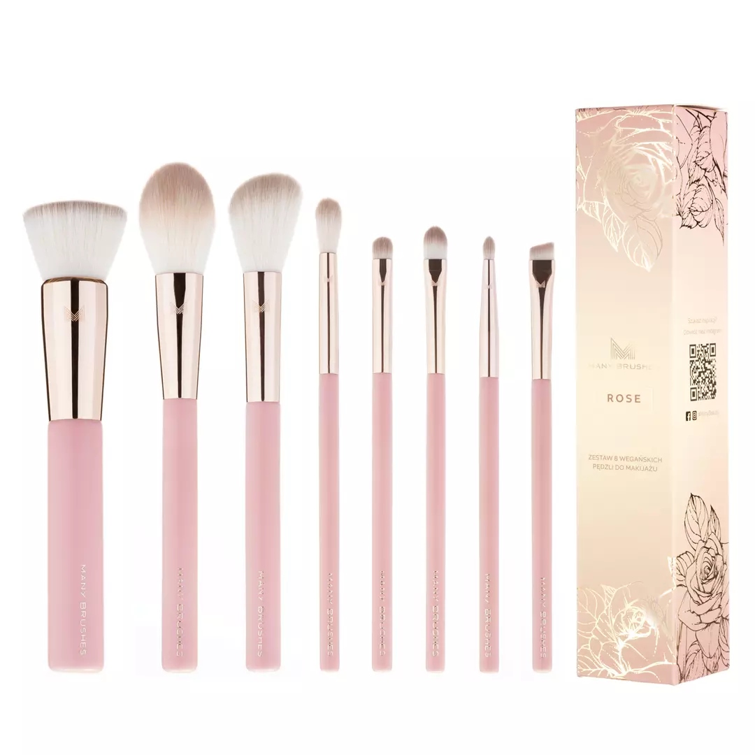 Many Brushes Rose Sada 8 veganských štětců na líčení