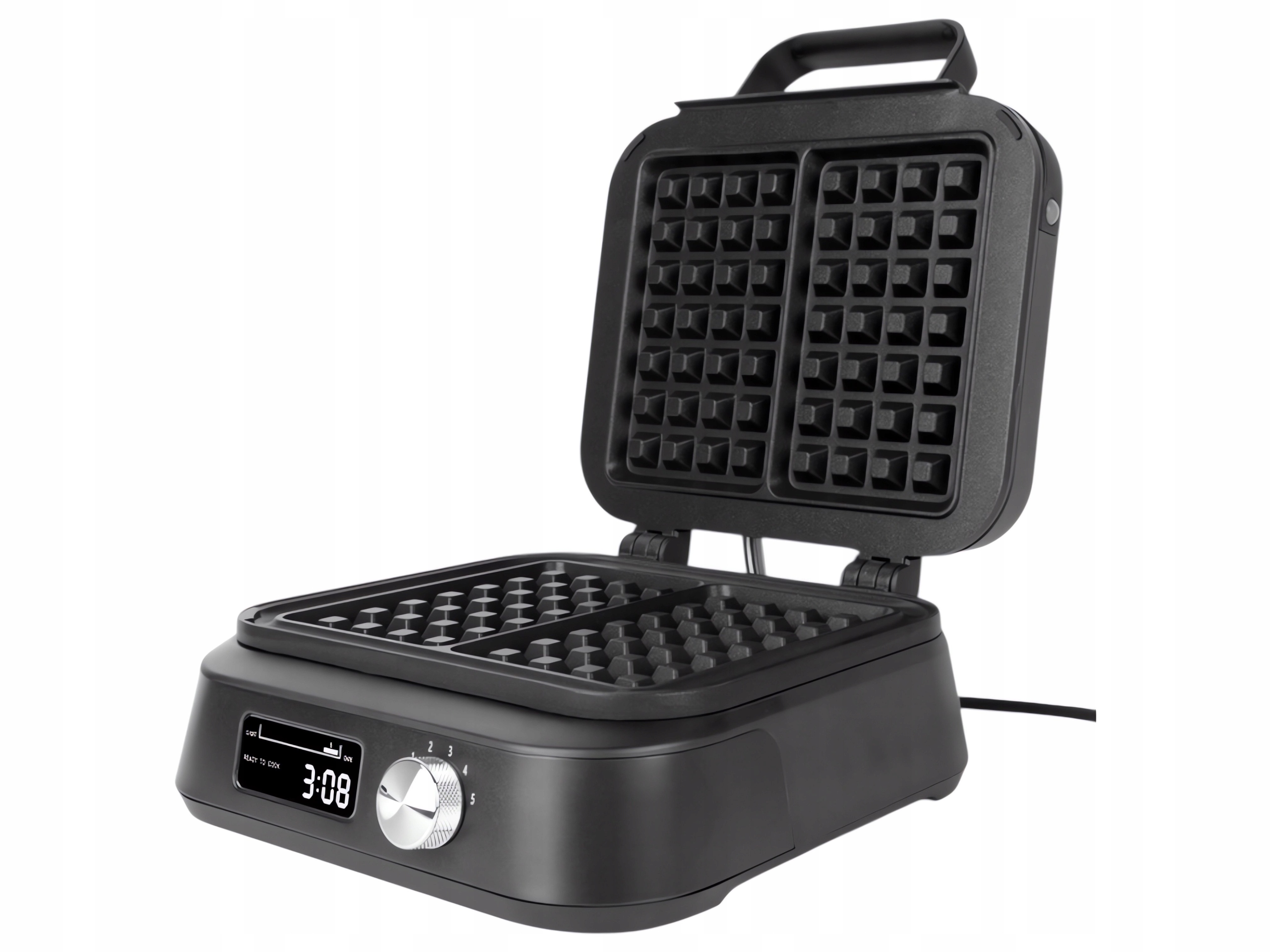 MalTec Vaflovač s regulací teploty, LCD displej, 2200W, černý