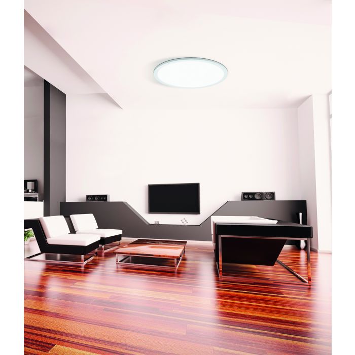 Lampa Stropné Svietidlo okrúhly Eglo 45 x 45 cm biely Led diaľkový ovládač 19.5 W energeticky úsporný