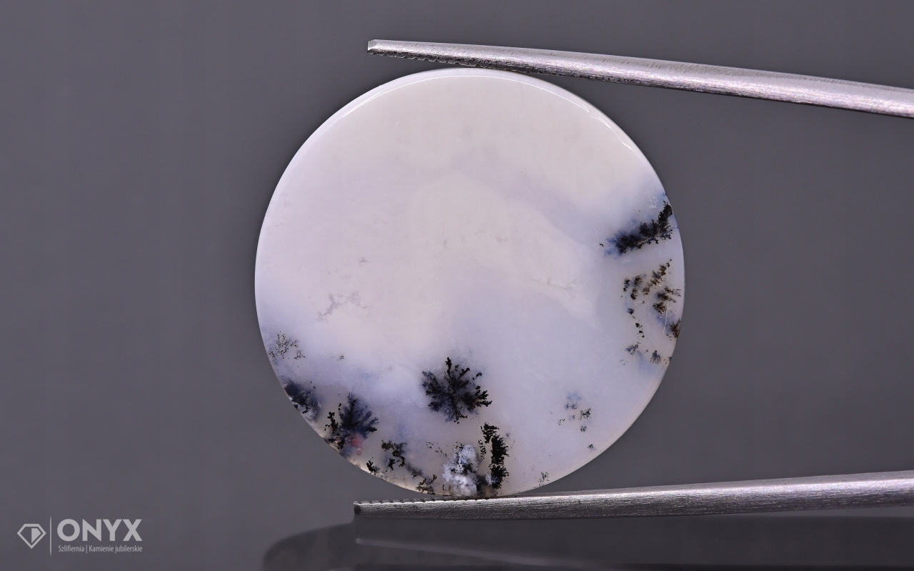 Dendritový achát z Turecka mělký kulatý fi 25 mm