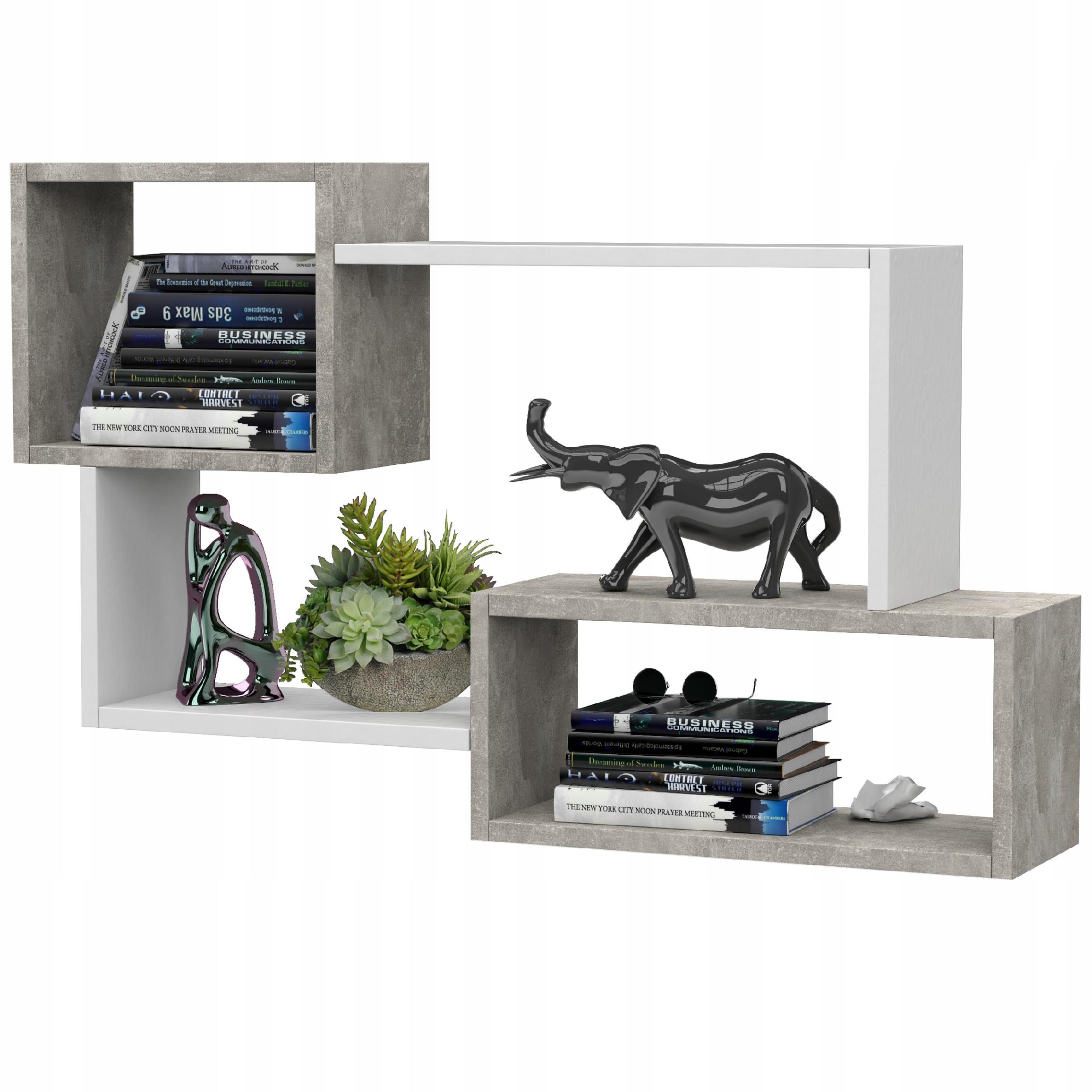 

Ścienna półka wisząca na książki - Beton