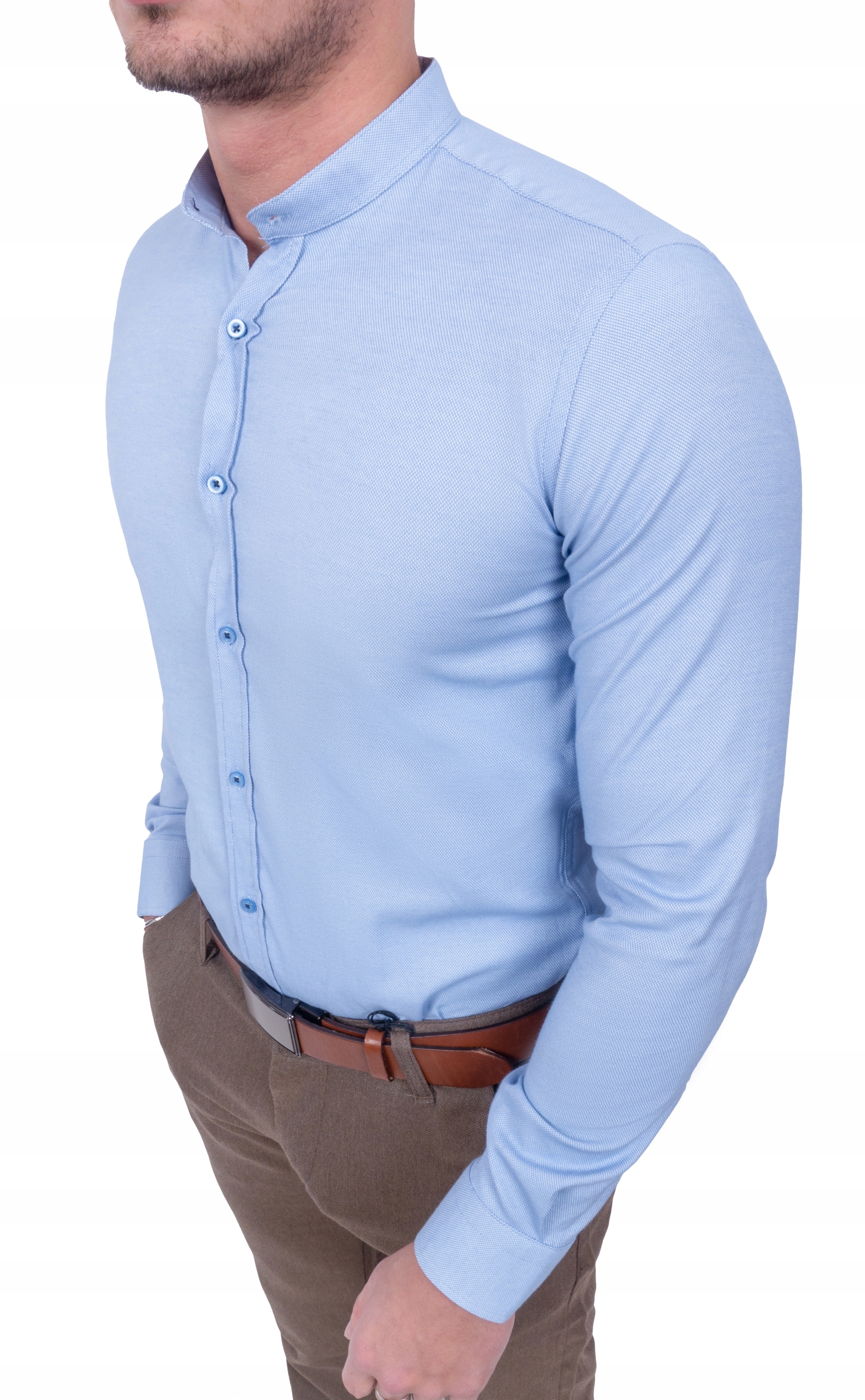 KOSZULA MĘSKA NIEBIESKA STÓJKA STRUKTURA r. 3XL Rozmiar 3XL