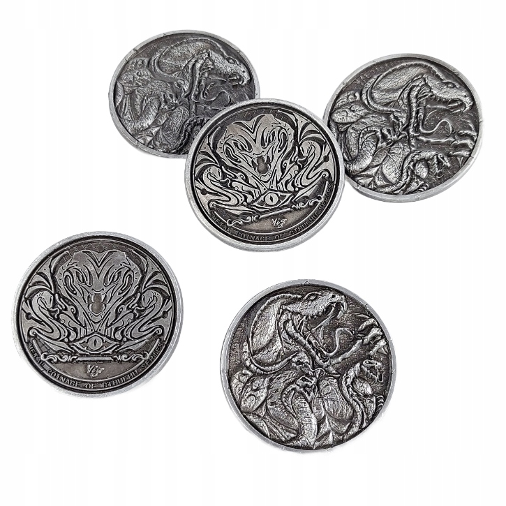 MITOLOGIA CTHULHU - YIG SREBRNA METALOWA MONETA 1 SZT LARP RPG Nazwa Wężouści Srebrna Metalowa Moneta 1 szt