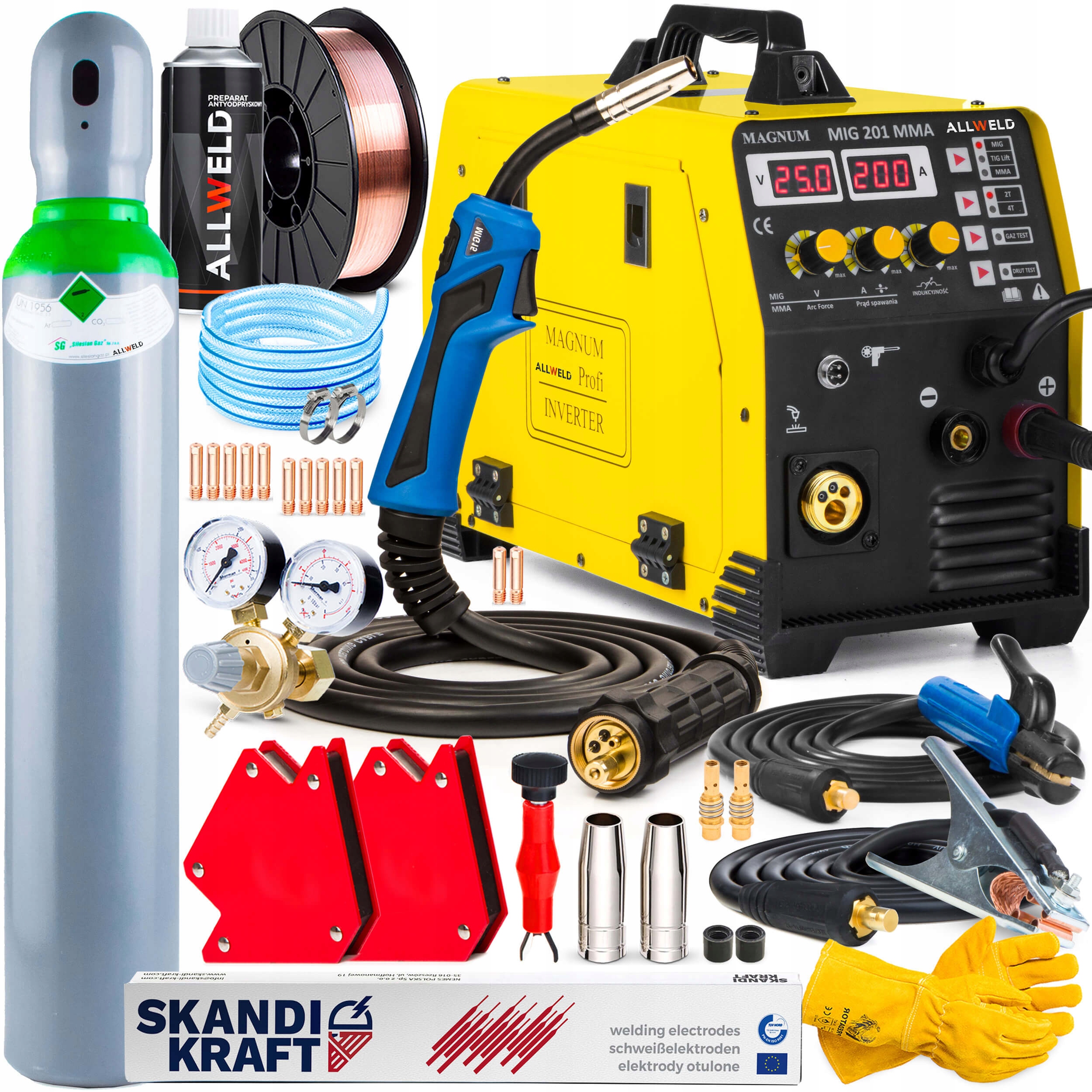 SPAWARKA MIGOMAT MAGNUM MIG 201 MMA MAG TIG 230V 200A FLUX IGBT 2T 4T 3W1