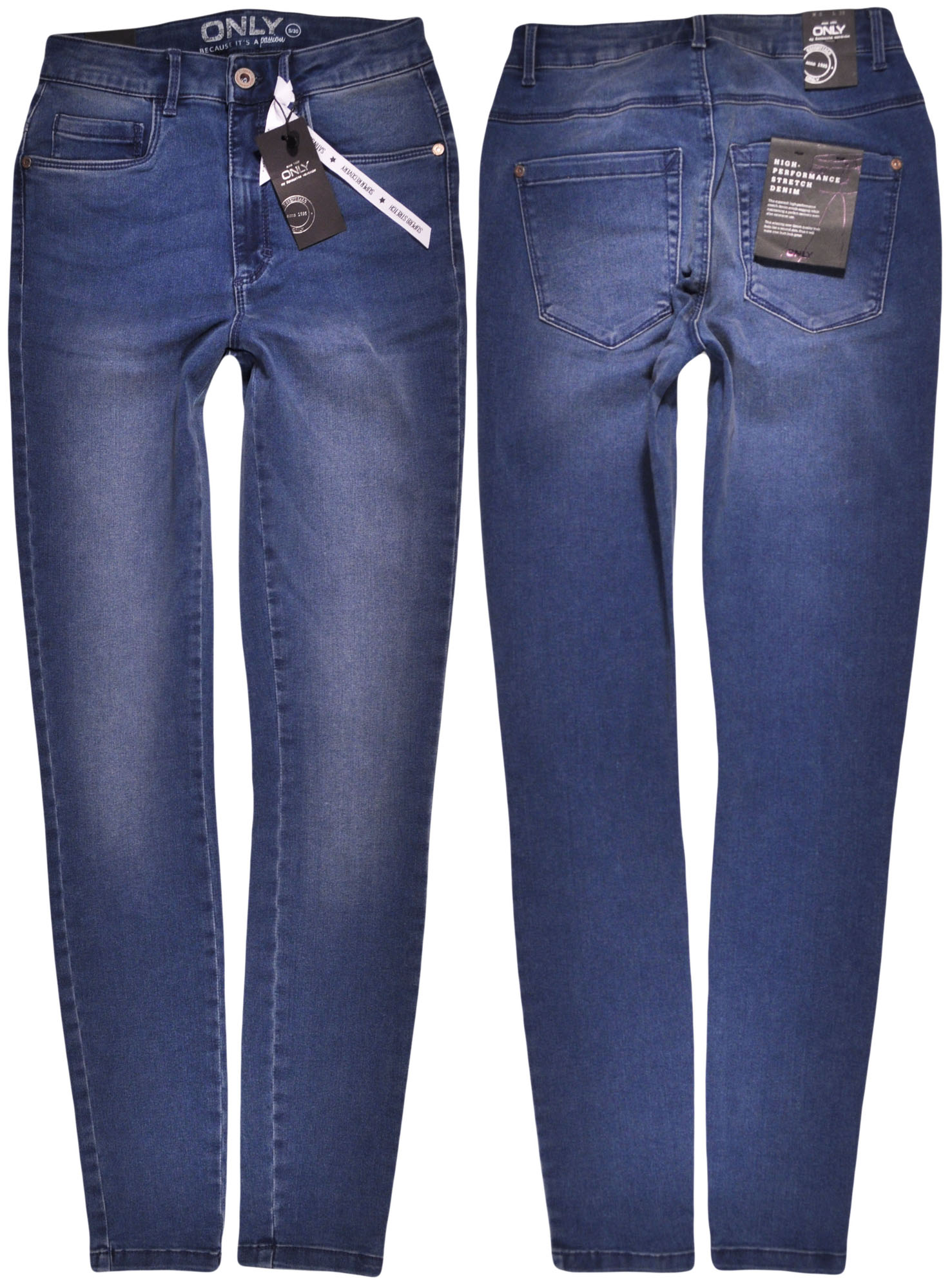 Only kalhoty Skinny high waist jeans Royal XS/34