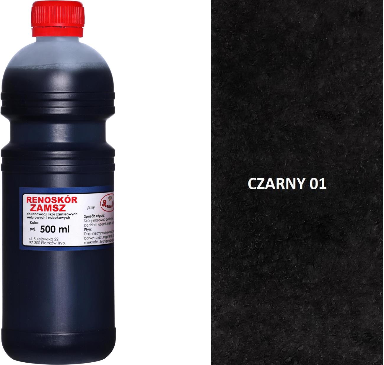 Černá 01 Černá Barva Renoskin 500 ML Pro Renovaci Semišové Kůže Nubuku Eko