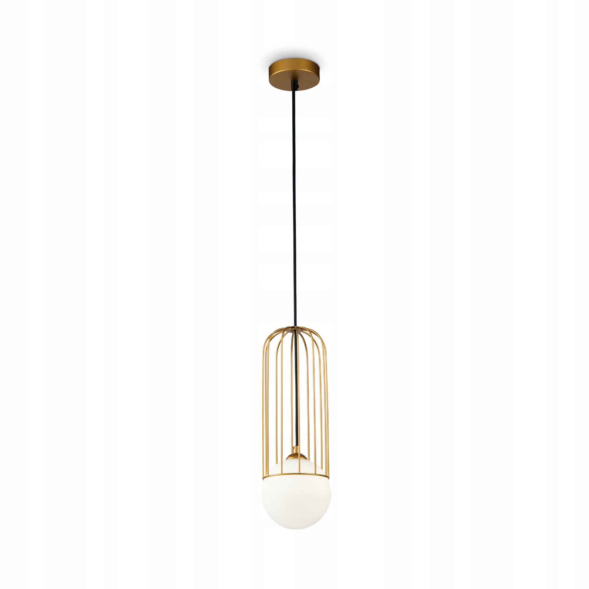 Závesná zlatá drôtená sklenená lampa biela guľa moderná 12 cm Maytoni