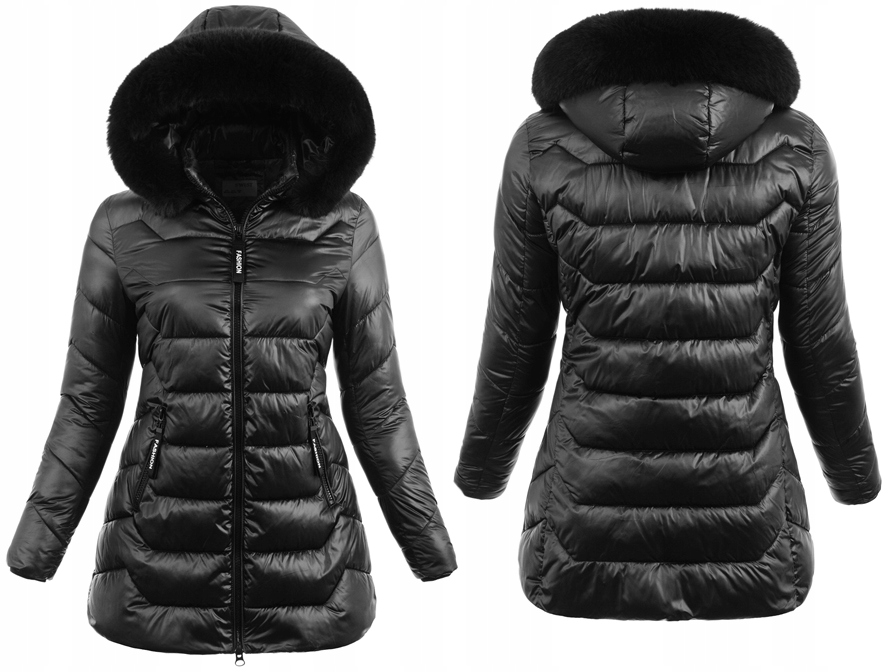 8002 Damska Zimowa Ortalionowa Kurtka Czarna 5XL