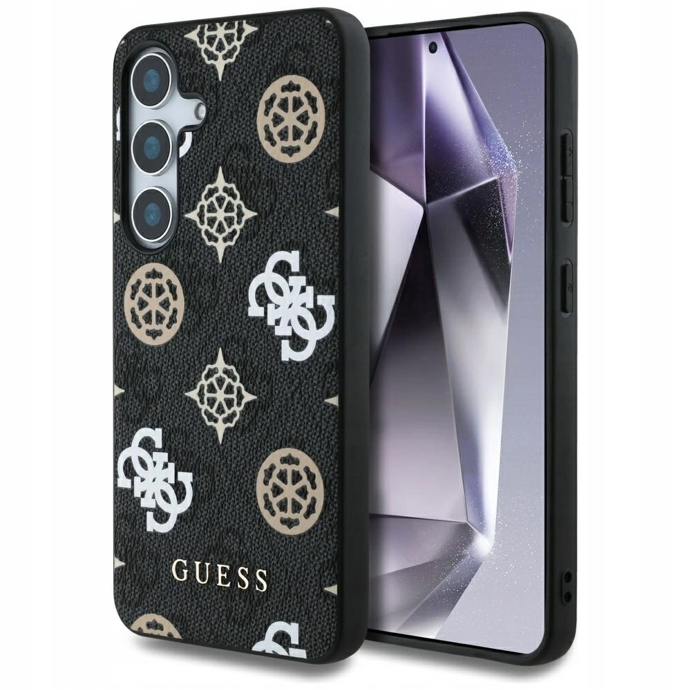 Pouzdro Guess 4G Printed Colored Peony Pattern MagSafe pro Galaxy S25, černé