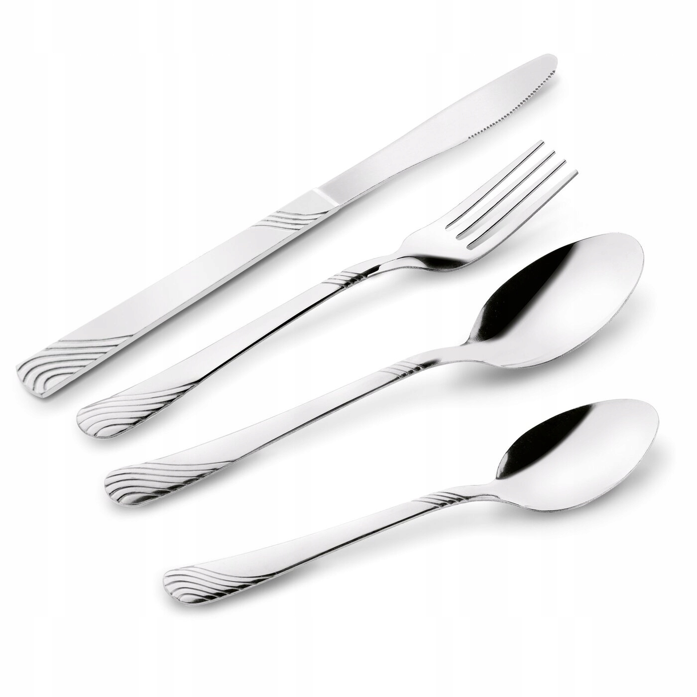 ZESTAW SZTUĆCÓW ze stali nierdzewnej DO ZMYWARKI sztućce zestaw 24EL Wykończenie połysk