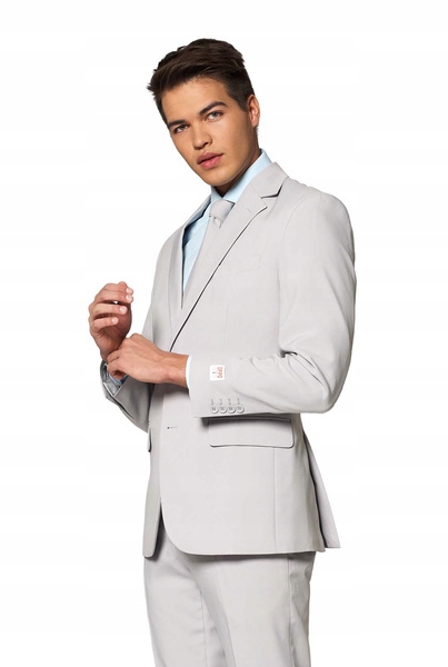 Pánský Šedý Světlý Oblek Opposuits Deluxe Převlek Slim Fit 50
