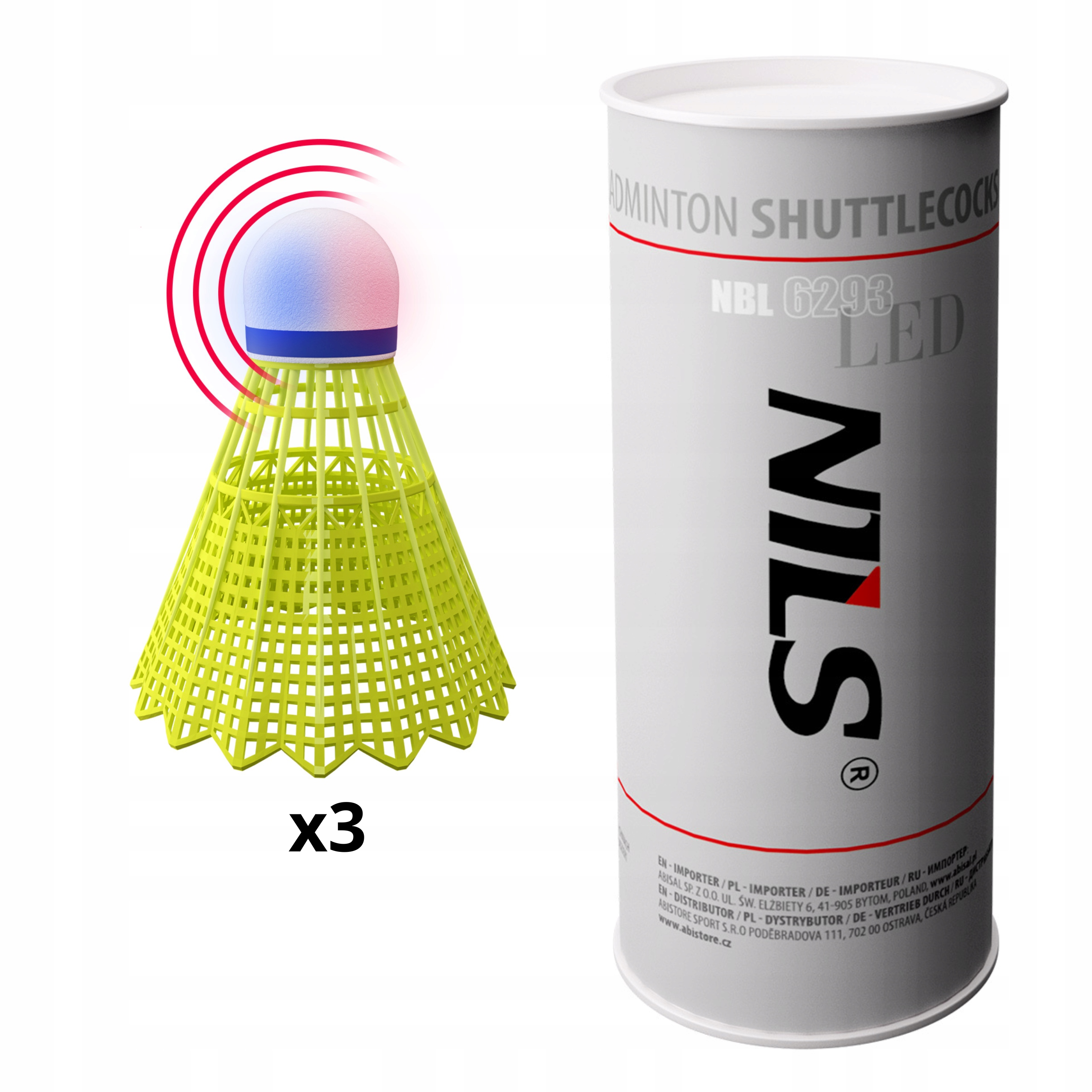 Zestaw Lotek Świecących Led Do Badmintona Kometki Multicolor Nils 3 Szt