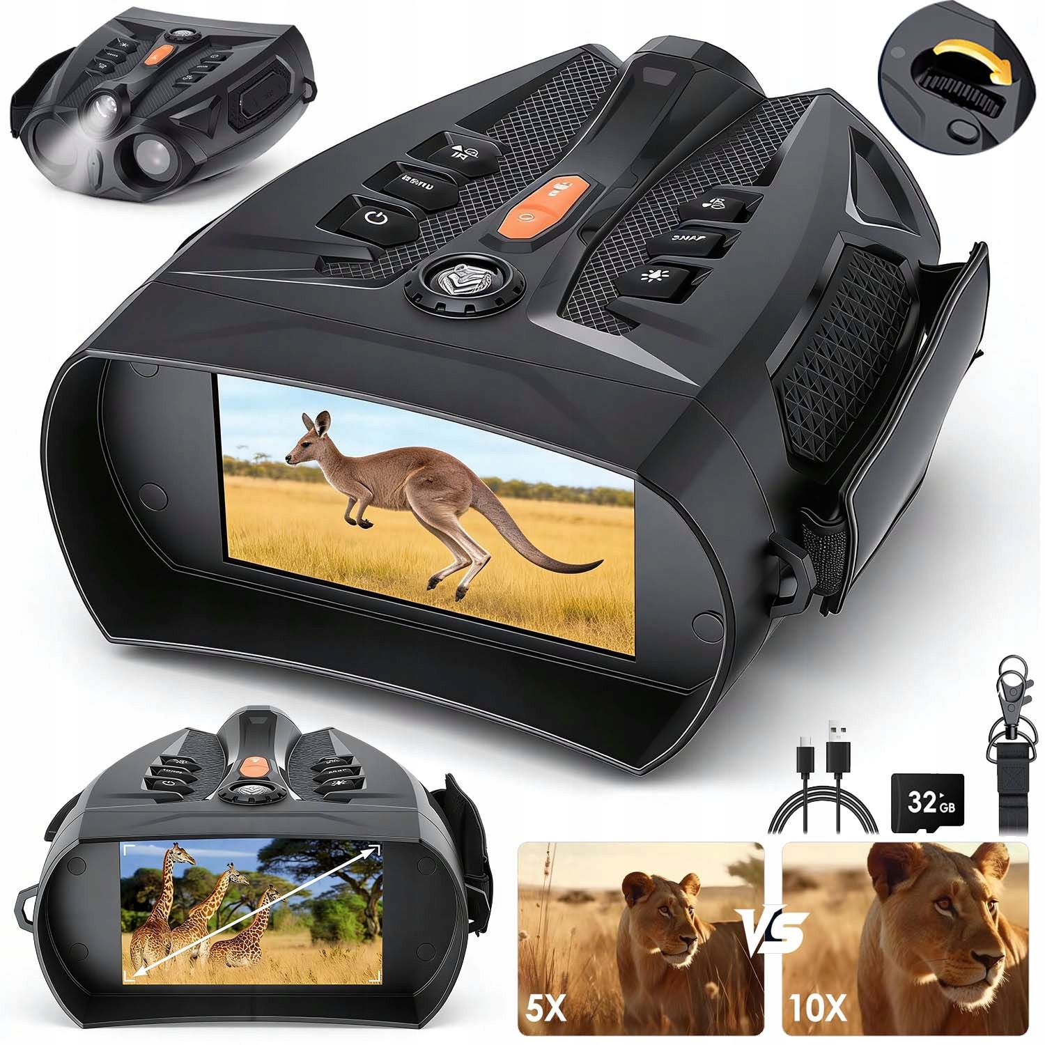 Dalekohled Pro Noční Vidění Noční Infračervené Noční Vidění Zoom X10 5W 850MN 32GB