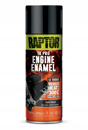 U-pol Raptor lakier do silnika czarny półmat 300°C spray 364 ml