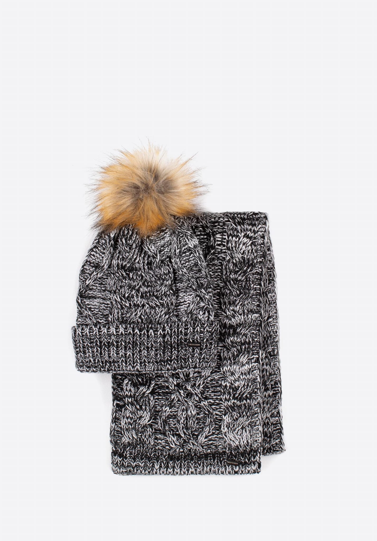 Teplý dámský komplet čepice a šála Wittchen 97-SF-001-1 s copánkovým vzorem