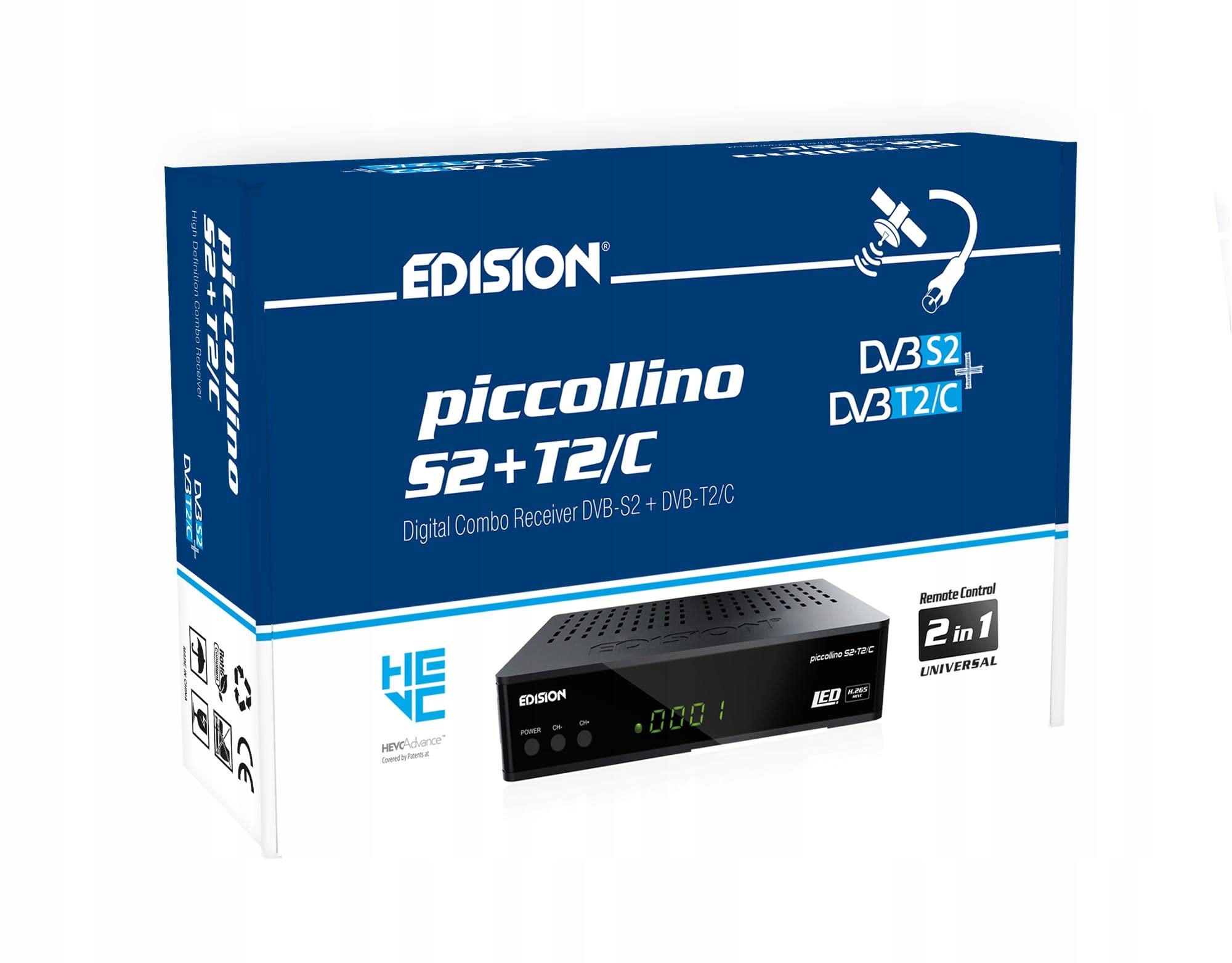 TUNER DVB-S2 EDISION PICCOLLINO S2+T2/C H.265/HEVC