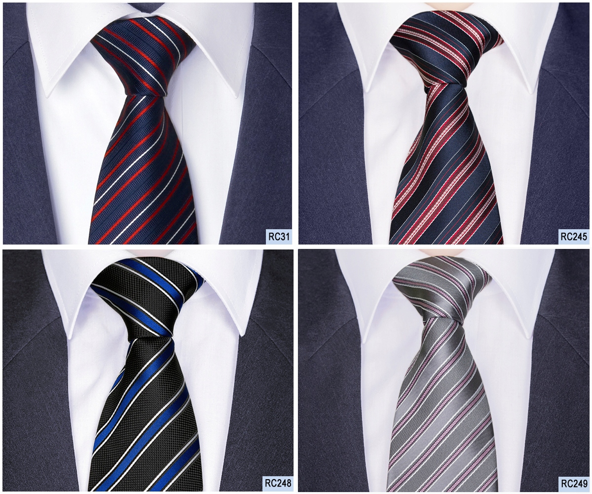 ŻAKARDOWY Krawat Męski Gładki Groszki Kropki Krata Wzór dominujący geometryczny