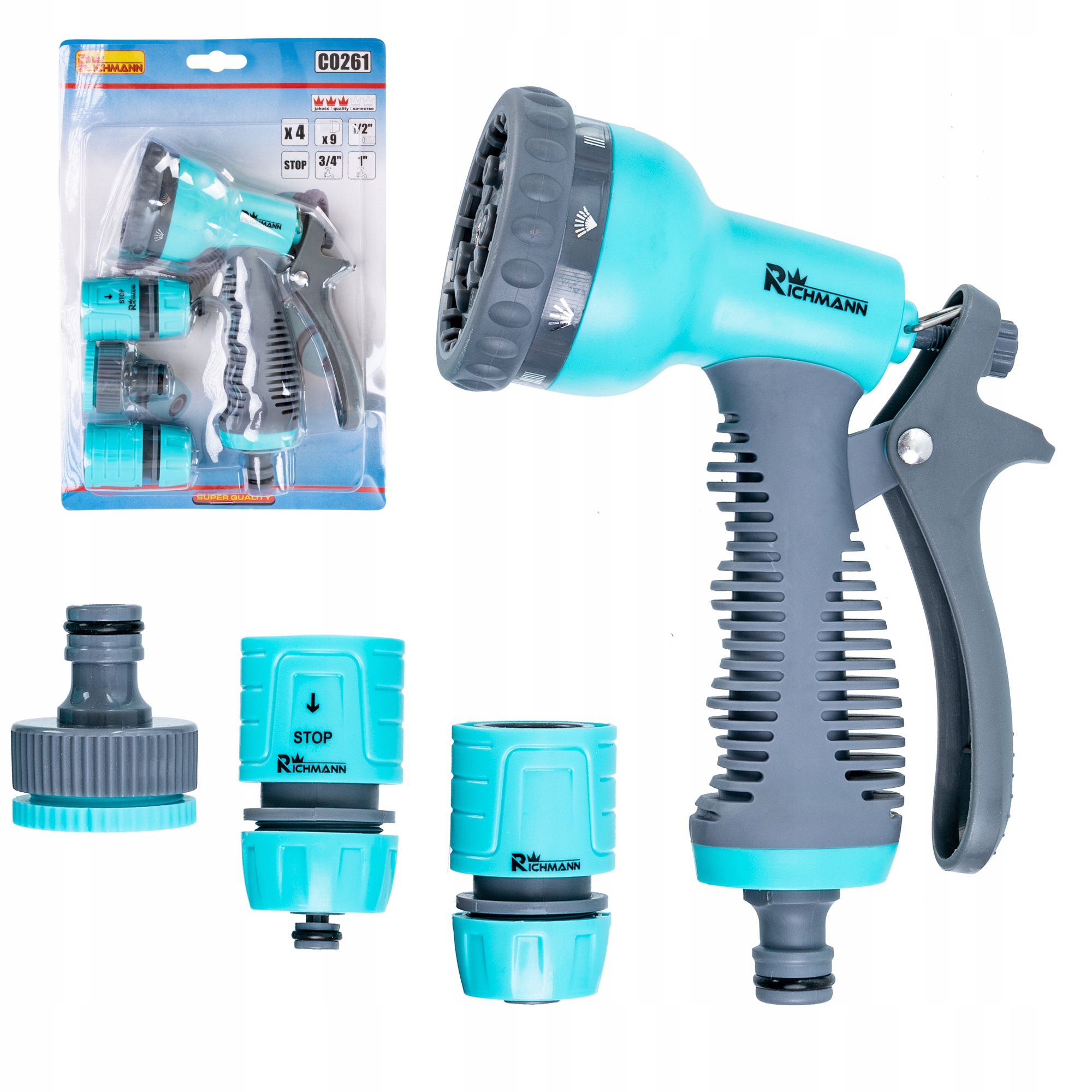 

Zraszacz Do Wody Pistolet Ogrodowy +końcówki 1/2''