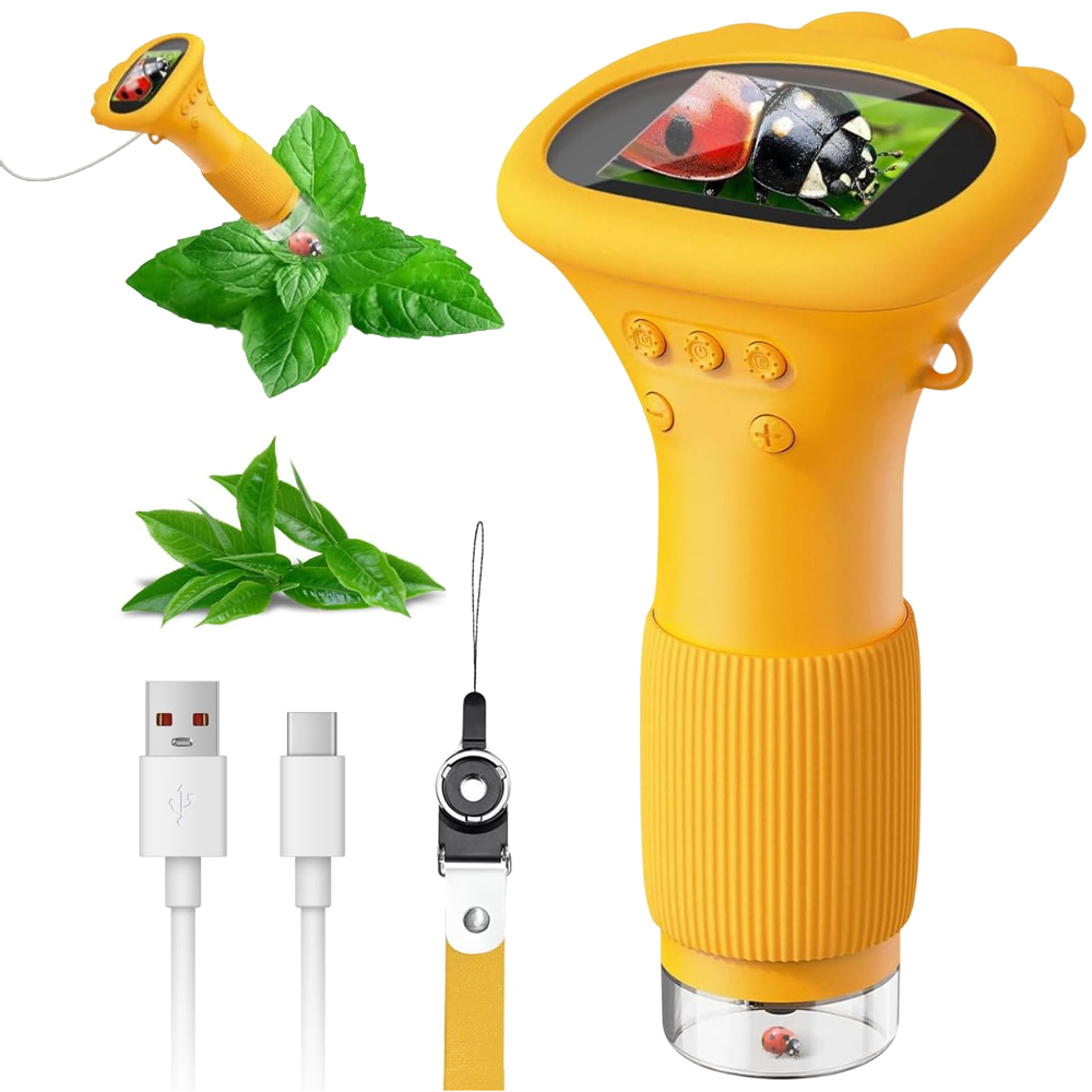 Mikroskop Cyfrowy Kieszonkowy 150X Dla Dzieci Led Przybliżenie Żółty