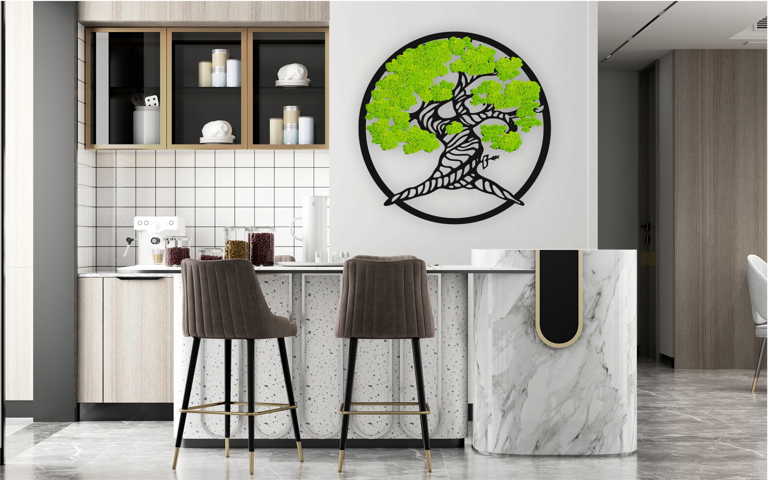 ŻYWY OBRAZ DRZEWKO SZCZĘŚCIA ŻYCIA 30x30 Bonsai Wysokość produktu 30 cm