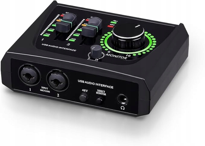 2 kanałowy interfejs audio USB do nagrywania zasilanie fantomowe