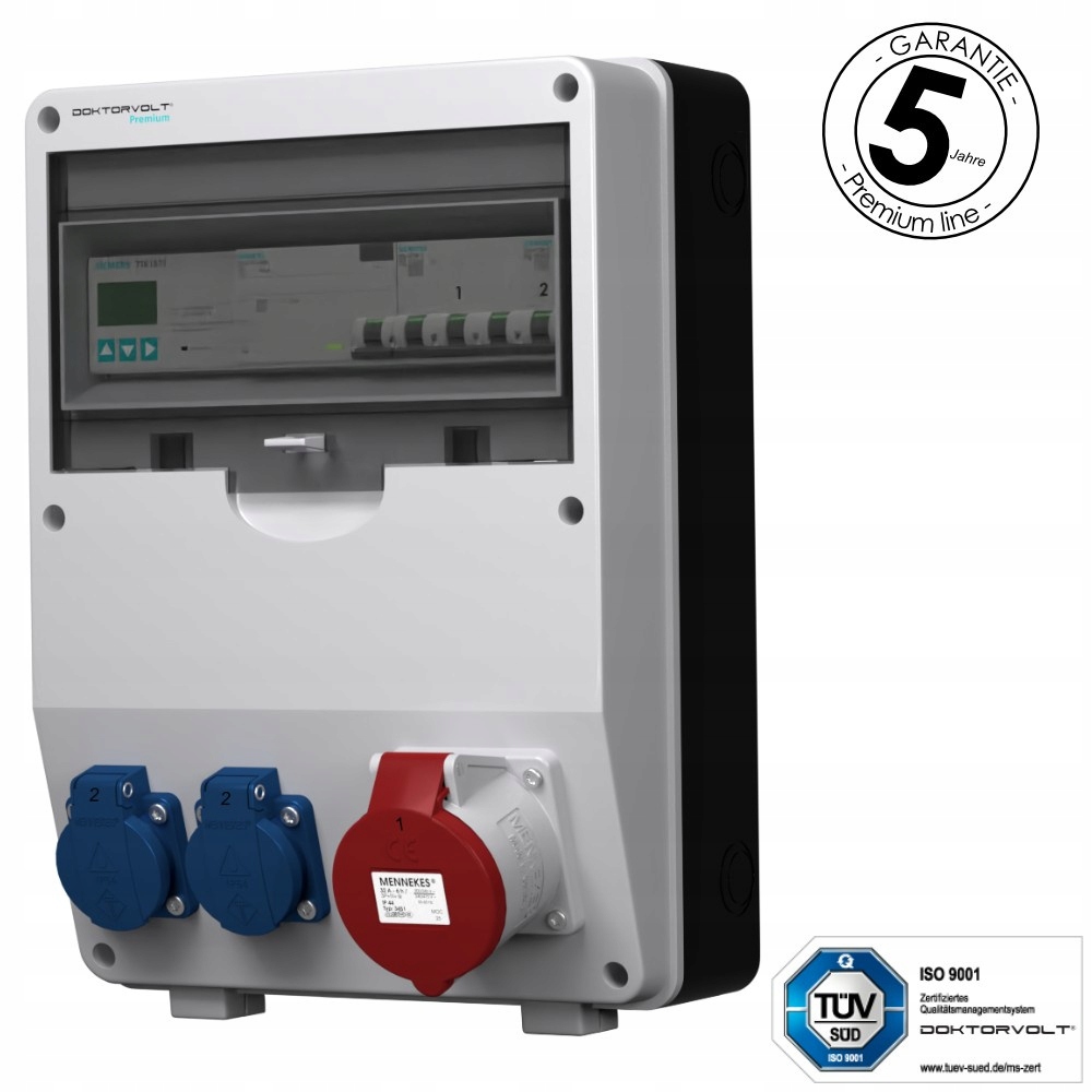 Stavební rozvaděč s počítadlem 3F Siemens pTD-S/FI 32A 2x230V Schuko