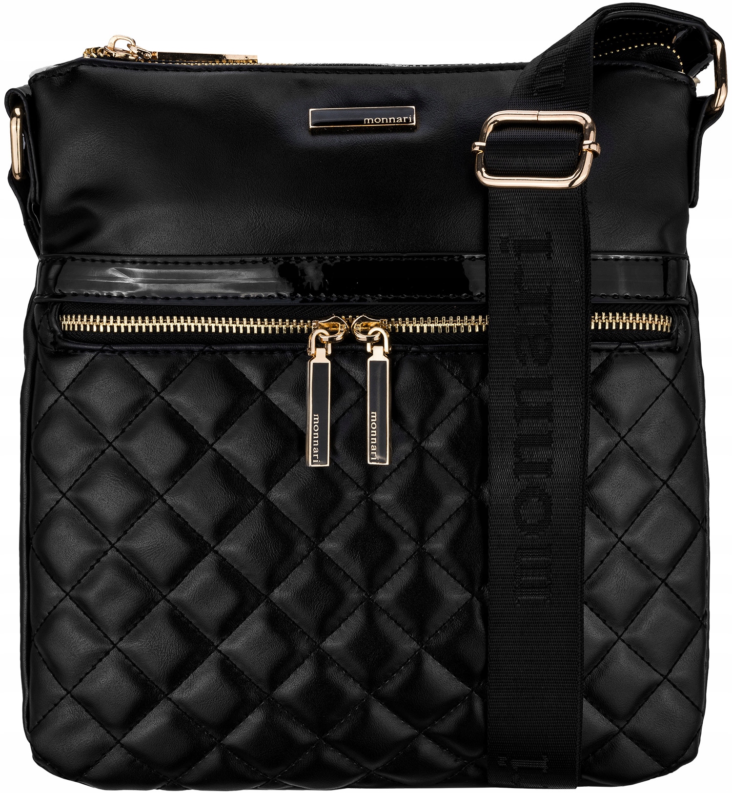 Monnari Torebka Damska Czarna Pikowana Listonoszka Kieszonki Premium