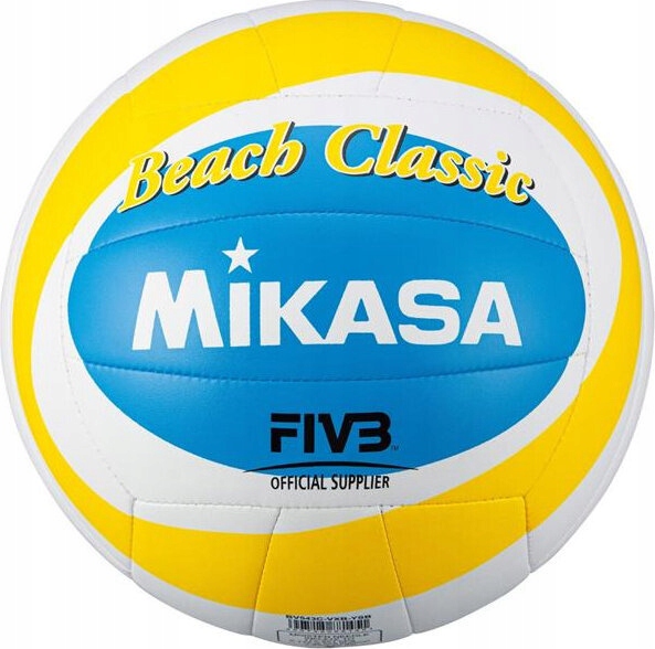 Plážový Volejbalový Míč Mikasa Beach Classic Bílo-žluto-modrý BV543 vel. 5