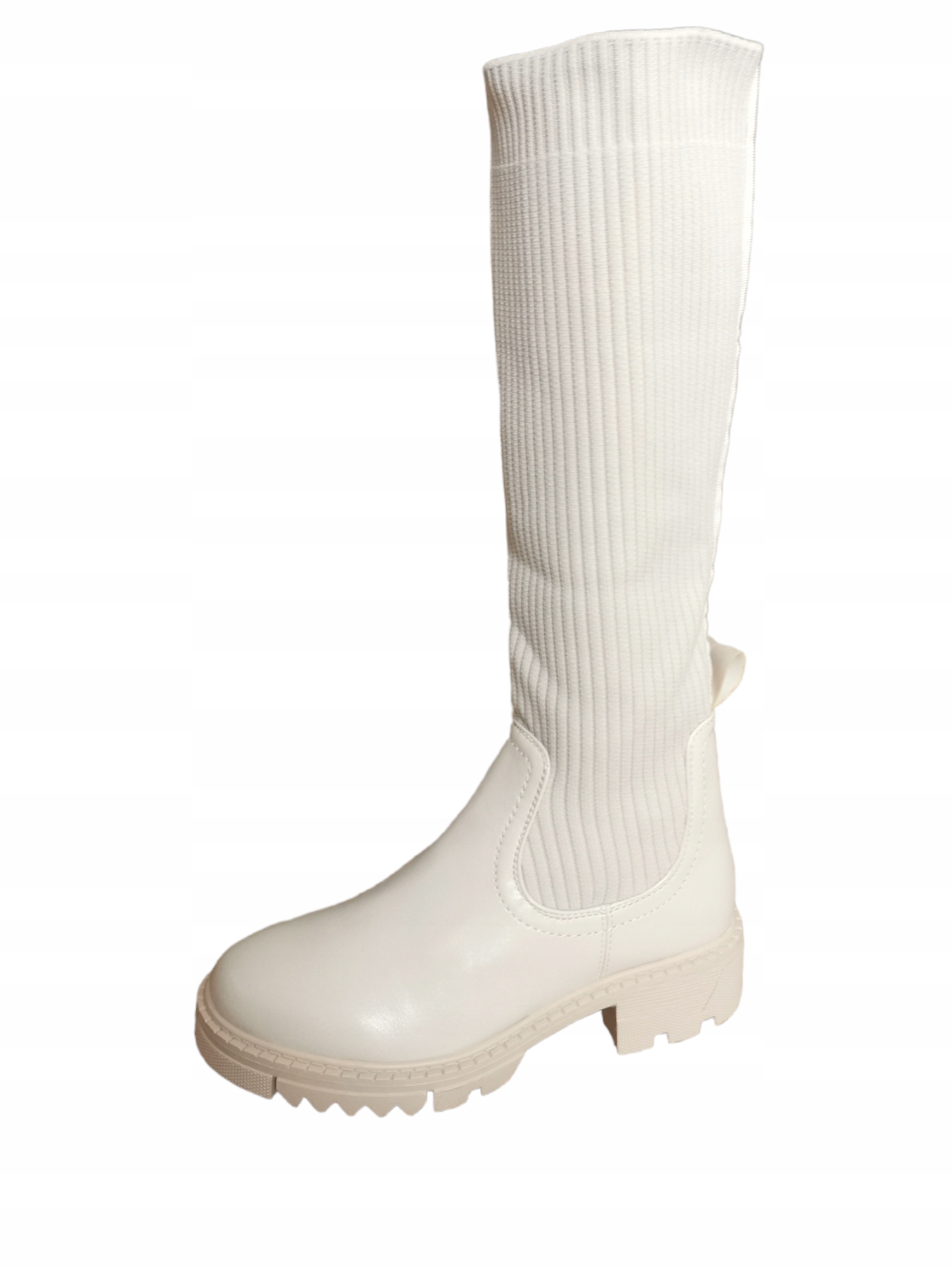 BEŻOWE KOZAKI DAMSKIE Z ELASTYCZNĄ CHOLEWKĄ 40 Rodzaj obcasa platforma